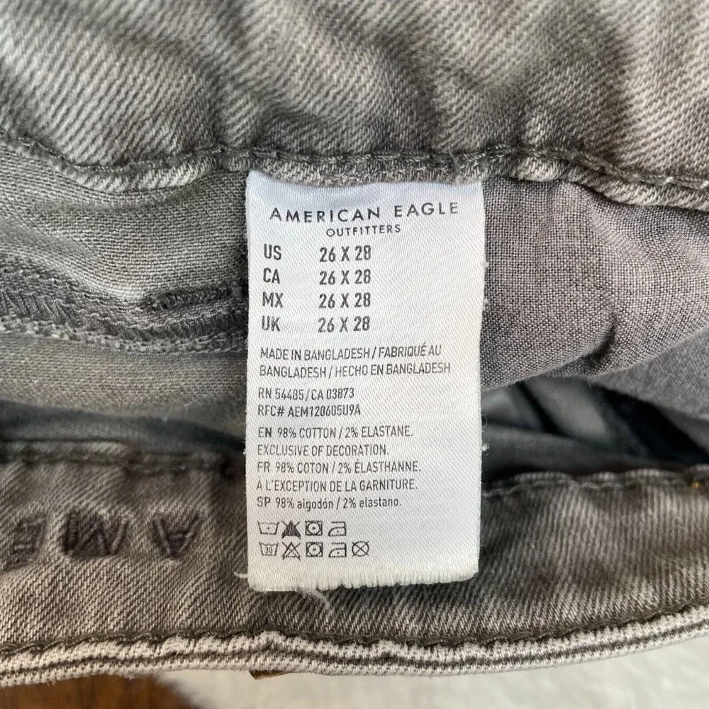 American Eagle Jeans 26x28‎ Slim Leg Gray Stretch Men's